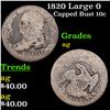 Image 1 : 1820 Large 0 Capped Bust Dime 10c Grades ag