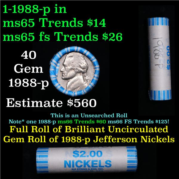 Shotgun Jefferson 5c roll, 1988-p 40 pcs String & Son Wrapper