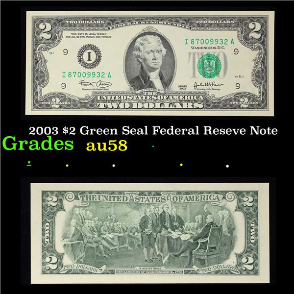 2003 $2 Green Seal Federal Reseve Note Grades Choice AU/BU Slider