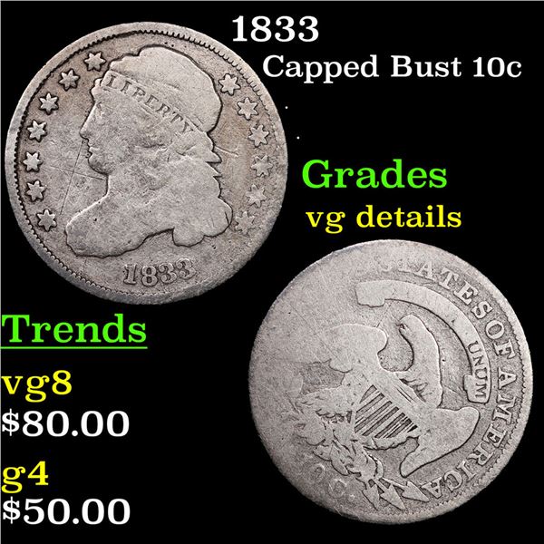 1833 Capped Bust Dime 10c Grades vg details