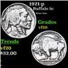 Image 1 : 1921-p Buffalo Nickel 5c Grades vf, very fine