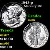 Image 1 : 1943-p Mercury Dime 10c Grades GEM++ Unc