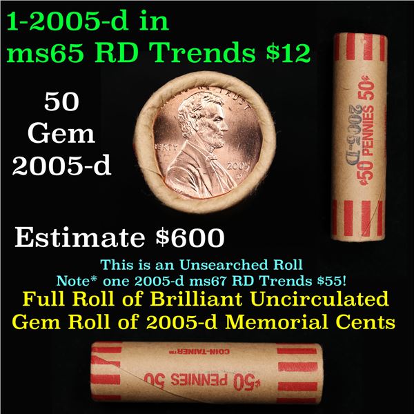 Shotgun Lincoln 1c roll, 2005-d 50 pcs Coin-Tamer Wrapper.