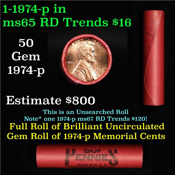 Shotgun Lincoln 1c roll, 1974-p 50 pcs Steel-Strong Wrapper.