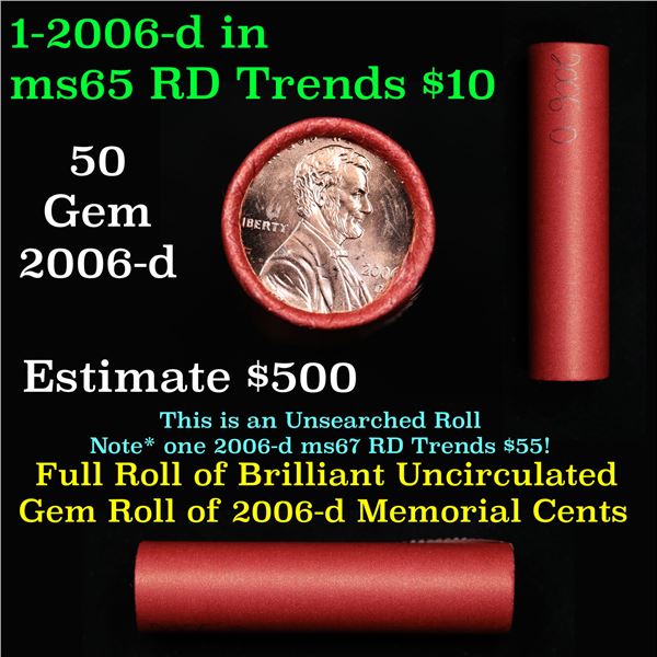Shotgun Lincoln 1c roll, 2006-d 50 pcs Bank Wrapper.