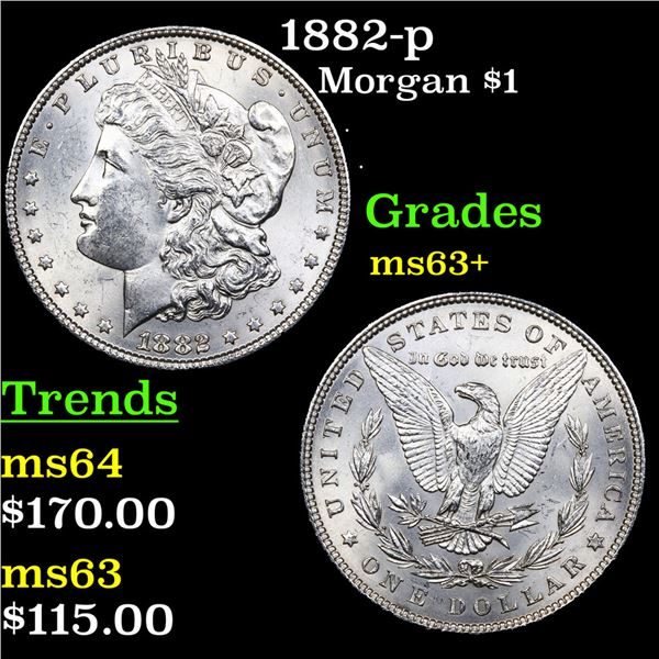 1882-p Morgan Dollar $1 Grades Select+ Unc