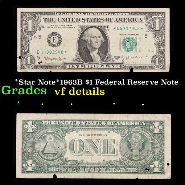 *Star Note*1963B $1 Federal Reserve Note Grades vf details