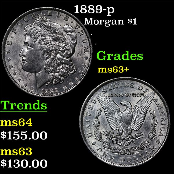 1889-p Morgan Dollar $1 Grades Select+ Unc