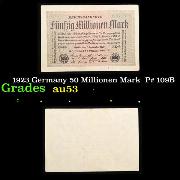 1923 Germany 50 Millionen Mark  P# 109B Grades Select AU
