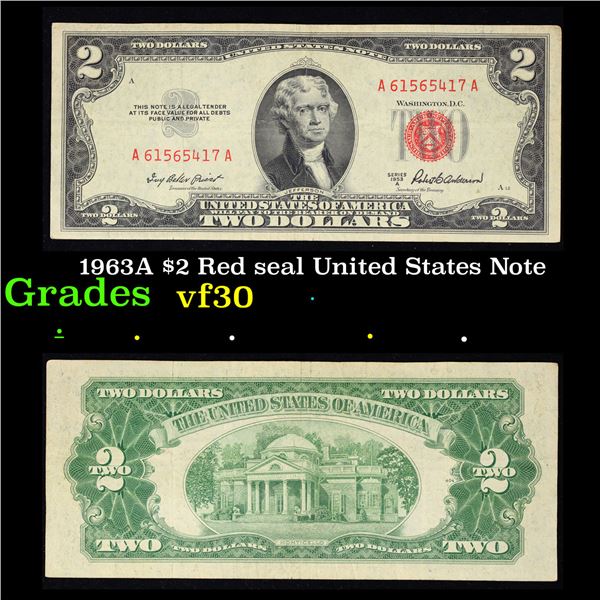 1953A $2 Red seal United States Note Grades vf++