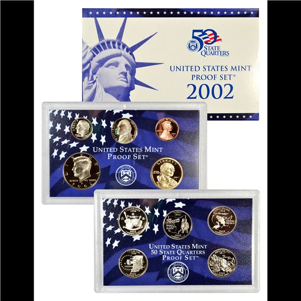 2002 United States Mint Proof Set in Original Government Packaging, 10 Coins Inside!