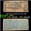Image 1 : 1864 $10 Confederate Note, T68 Grades xf