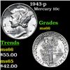 Image 1 : 1943-p Mercury Dime 10c Grades GEM+ Unc