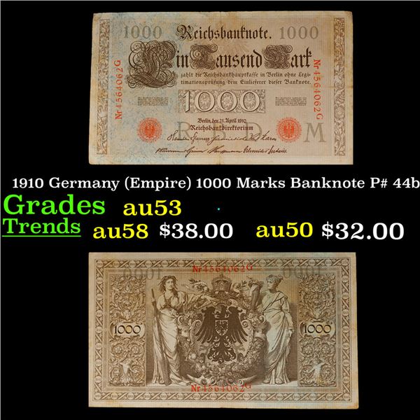1910 Germany (Empire) 1000 Marks Banknote P# 44b Grades Select AU
