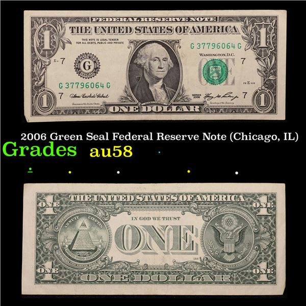 2006 Green Seal Federal Reserve Note (Chicago, IL) Grades Choice AU/BU Slider