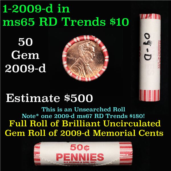 Shotgun Lincoln 1c roll, 2009-d 50 pcs String & Son Wrapper.
