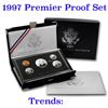 Image 1 : 1997 United States Mint Premier Silver Proof Set in Display Case,5 Coins Inside