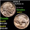 Image 1 : 1938-d Buffalo Nickel 5c Grades Choice+ Unc