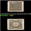 Image 1 : 1920 Weimar Germany 100 Mark Note P# 69B Grades vf, very fine