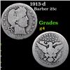 Image 1 : 1913-d Barber Quarter 25c Grades g, good