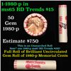 Image 1 : Shotgun Lincoln 1c roll, 1980-p 50 pcs Merchants Bank Wrapper.