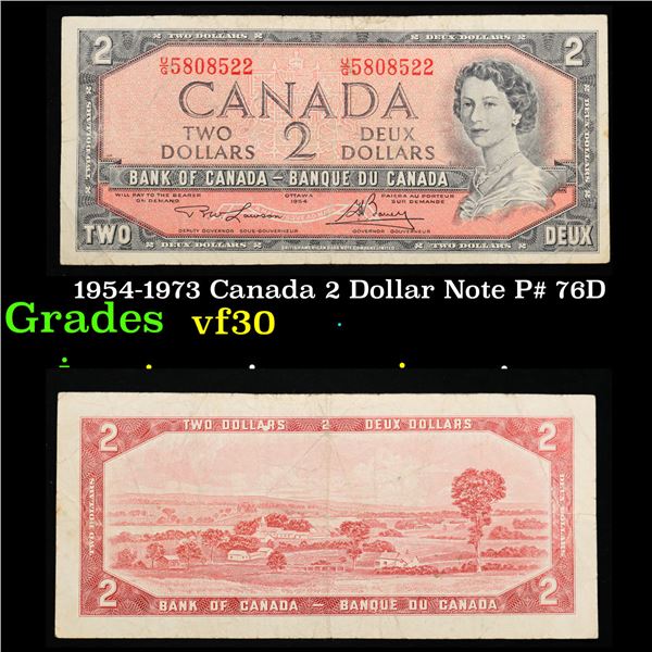1954-1973 Canada 2 Dollar Note P# 76D Grades vf++