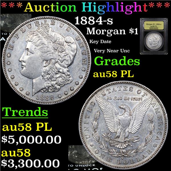 ***Auction Highlight*** 1884-s Morgan Dollar $1 Graded Choice AU/BU Slider PL BY USCG (fc)