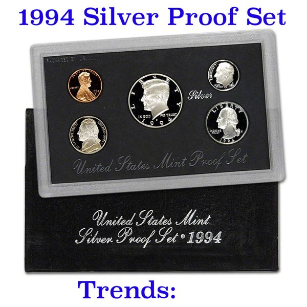 1994 United States Mint Silver Proof Set. 5 Coins Inside.