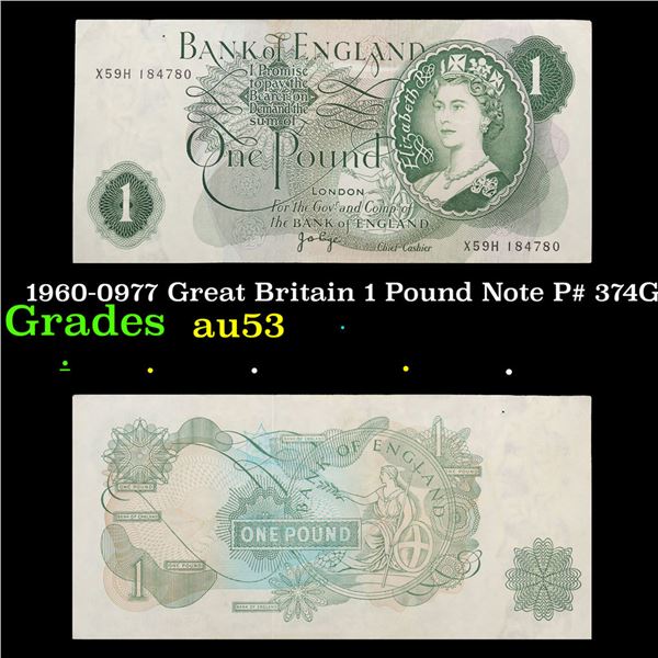 1960-0977 Great Britain 1 Pound Note P# 374G Grades Select AU
