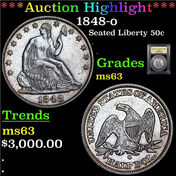 ***Auction Highlight*** 1848-o Seated Half Dollar 50c Graded Select Unc BY USCG (fc)