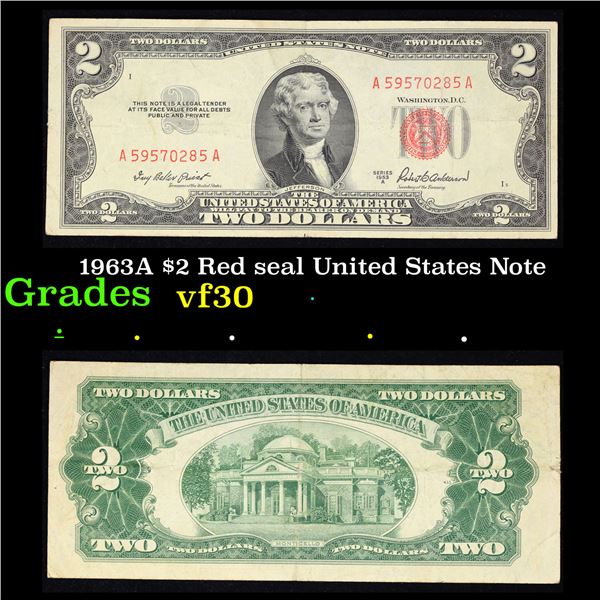 1953A $2 Red seal United States Note Grades vf++