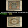 Image 1 : 1920 Weimar Germany 100 Mark Note P# 69A Grades vf+
