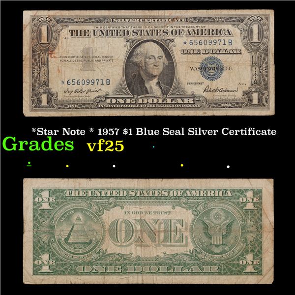 *Star Note * 1957 $1 Blue Seal Silver Certificate Grades vf+