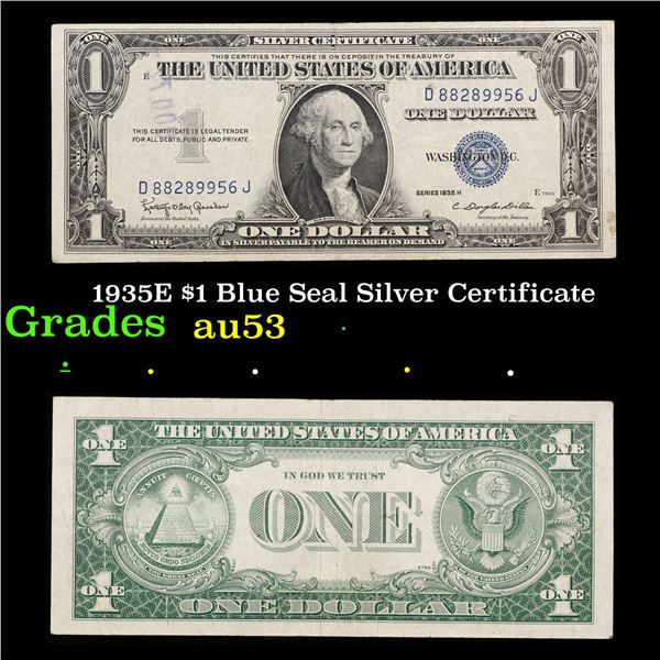 1935E $1 Blue Seal Silver Certificate Grades Select AU