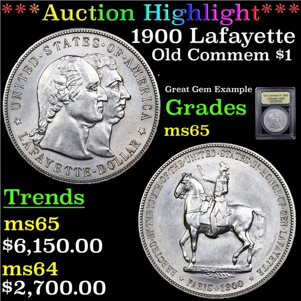***Auction Highlight*** 1900 Lafayette Lafayette Dollar $1 Graded GEM Unc BY USCG (fc)