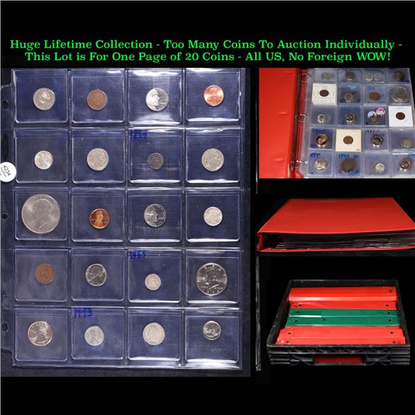 Huge Liifetime Collection - Too Many Coins To Auction Individually - This Lot is For One Page of 20 