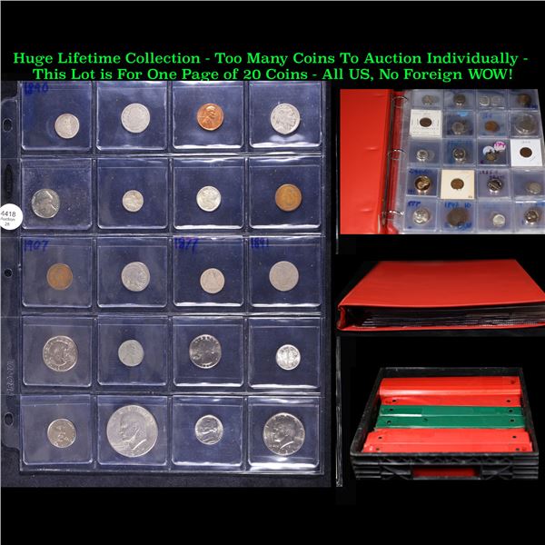 Huge Liifetime Collection - Too Many Coins To Auction Individually - This Lot is For One Page of 20 