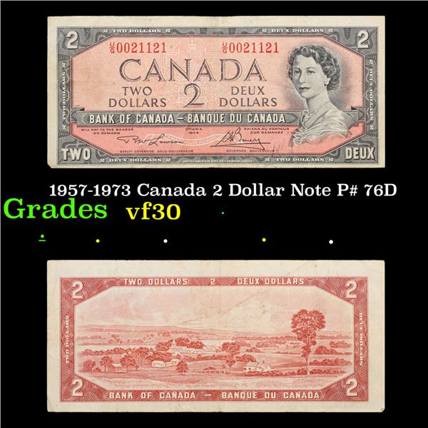 1957-1973 Canada 2 Dollar Note P# 76D Grades vf++
