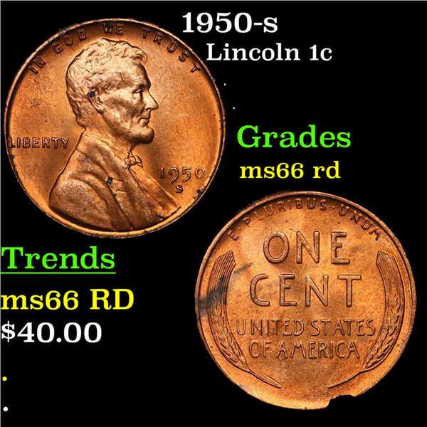 1950-s Lincoln Cent 1c Grades GEM+ Unc RD