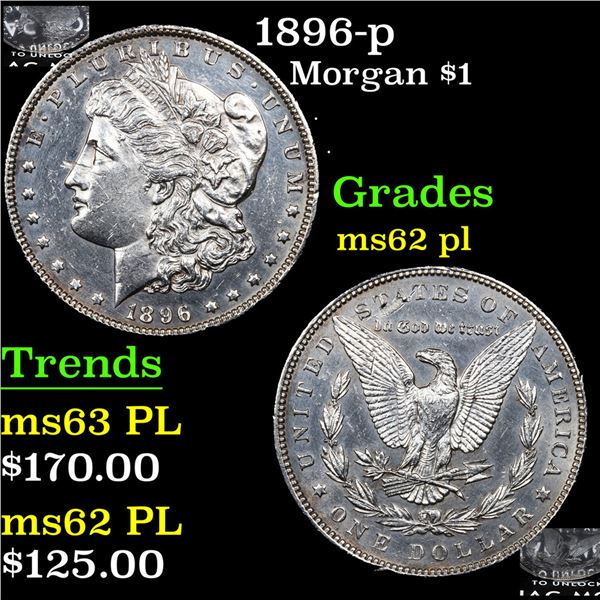 1896-p Morgan Dollar $1 Grades Select Unc PL