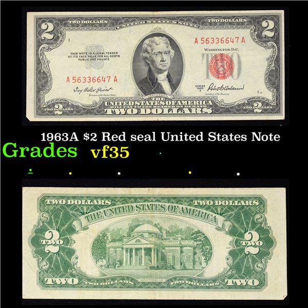 1963A $2 Red seal United States Note Grades vf++