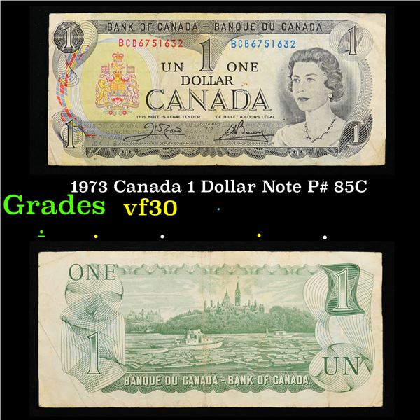 1973 Canada 1 Dollar Note P# 85C Grades vf++