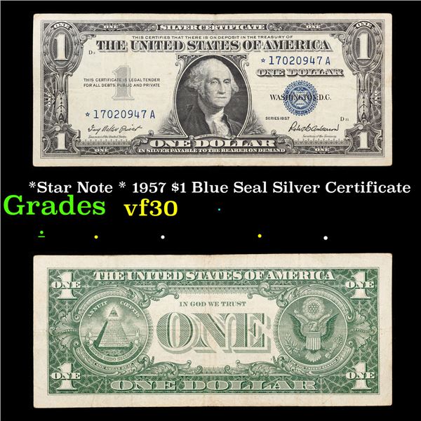 *Star Note * 1957 $1 Blue Seal Silver Certificate Grades vf++