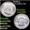 Image 1 : 1948-p Franklin Half Dollar 50c Grades Choice Unc FBL