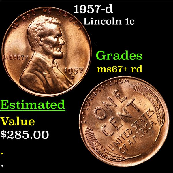 1957-d Lincoln Cent 1c Grades GEM++ RD