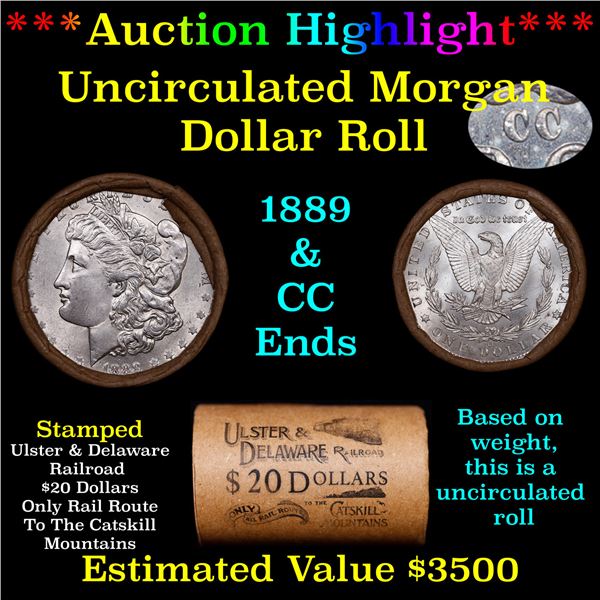 ***Auction Highlight*** 1889 & CC Uncirculated Morgan Dollar Shotgun Roll (fc)