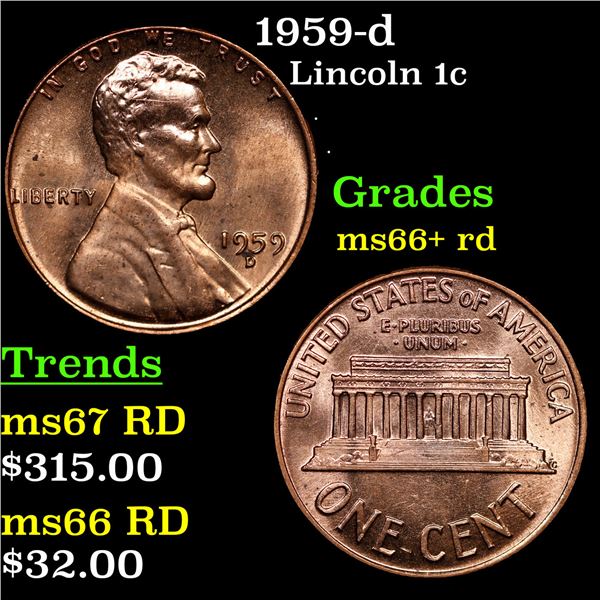 1959-d Lincoln Cent 1c Grades GEM++ RD