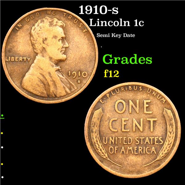 1910-s Lincoln Cent 1c Grades f, fine