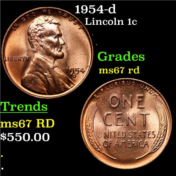 1954-d Lincoln Cent 1c Grades GEM++ Unc RD