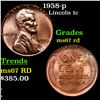 Image 1 : 1958-p Lincoln Cent 1c Grades GEM++ Unc RD